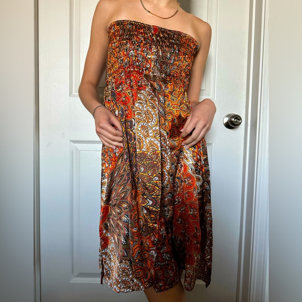 Silk strapless dress- XS/S